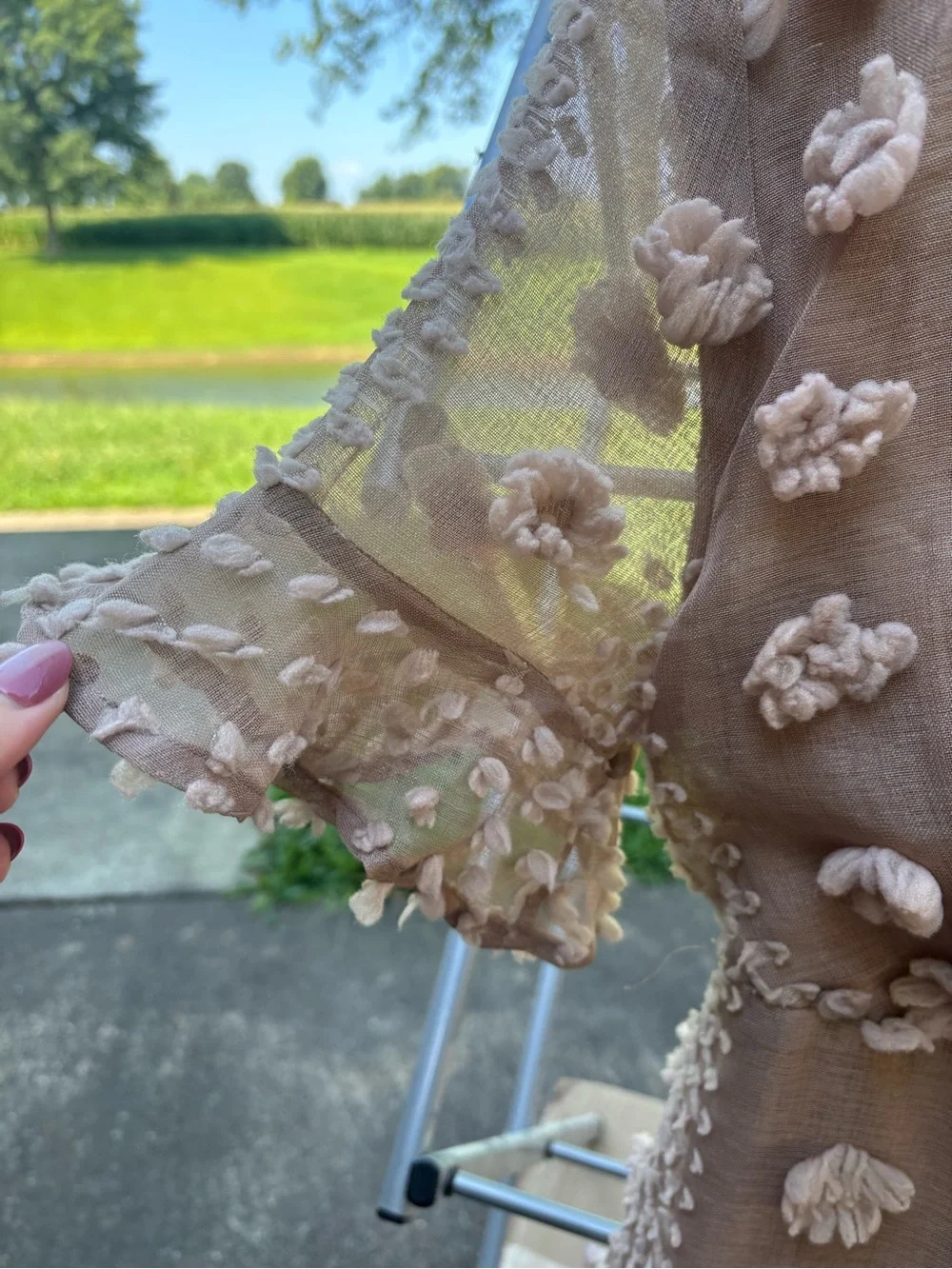 &merci Taupe Floral Appliqué Wrap Mini Dress - Picture 4 of 5